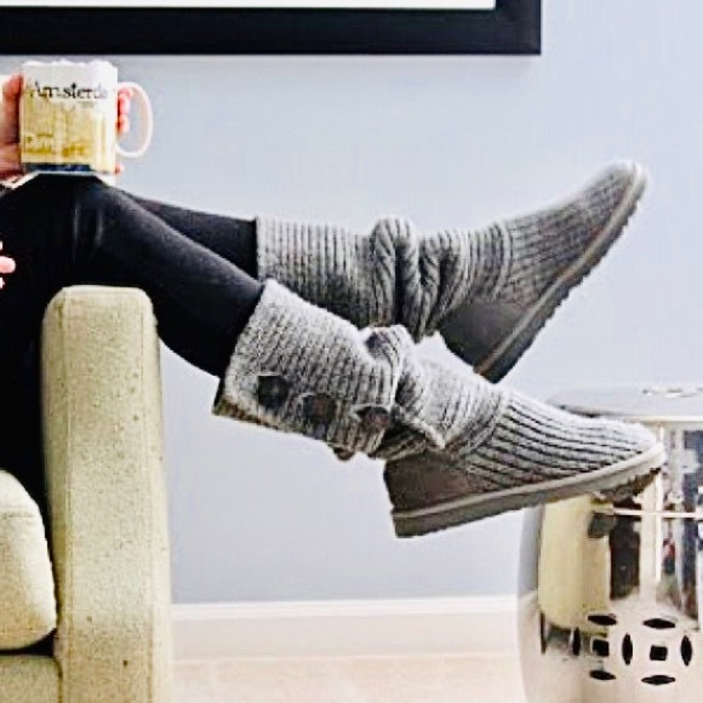 UGG⚡️Auth Light Grey Classic Cardy Knit Boots_6